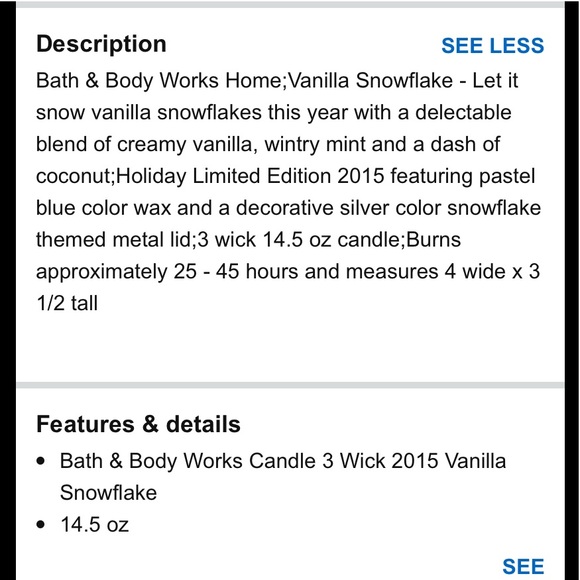 Vanilla Snowflake 3 Wick 🕯Bath & Body Works - Picture 7 of 10